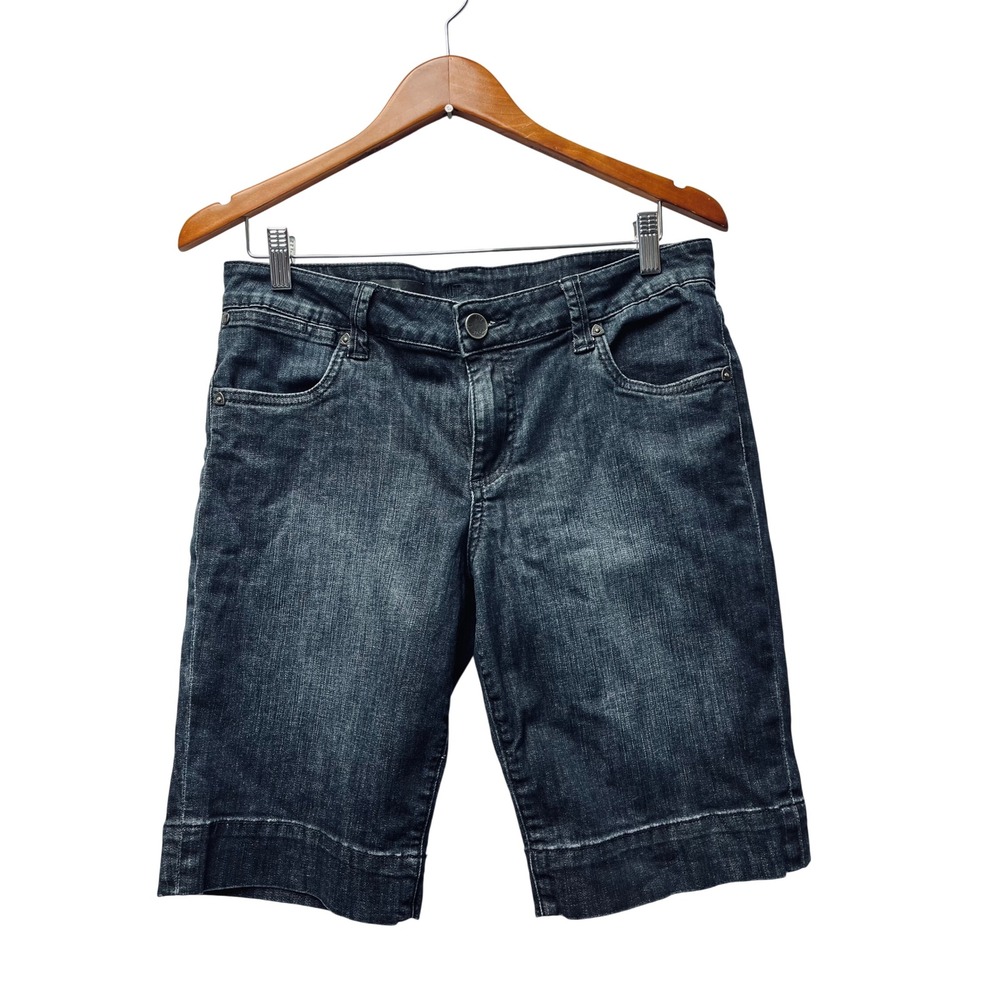 KUT from the Kloth Natalie Bermuda Shorts 10 Dark Wash Denim Knee Length Preppy